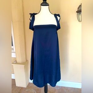 Navy blue satin maxi dress